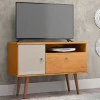 Rack Pequeno Retrô TV 32 Polegadas 90cm Yan Patrimar Cinamomo/Off White