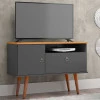 Rack Pequeno Retrô TV 32 Polegadas 90cm Yan Patrimar Grafite/Cinamomo