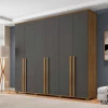 Guarda Roupa Casal 6 Portas 263cm Com Pés Amsterdã RV Móveis Cinamomo/Grafite