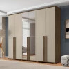 Guarda Roupa Casal 263cm 6 Portas Com Espelho Amsterdã RV Móveis Freijo/Off White