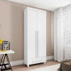 Guarda Roupa Pequeno 85cm Solteiro 2 Portas Dubai RV Móveis Branco