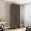 Guarda Roupa Pequeno 85cm Solteiro 2 Portas Dubai RV Móveis Cinamomo/Grafite