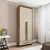 Guarda Roupa Pequeno 85cm Solteiro 2 Portas Dubai RV Móveis Cinamomo/Off White