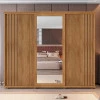 Guarda Roupa Casal Portas de Correr 271cm com Espelho Espanha RV Móveis Cinamomo Ripado