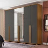 Guarda Roupa 6 Portas com Espelho 271cm Estrela RV Móveis Cinamomo/Grafite