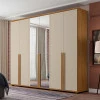 Guarda Roupa 6 Portas com Espelho 271cm Estrela RV Móveis Cinamomo/Off White