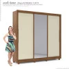 Guarda Roupa Casal Grande Espelhado 3 Portas Imperial Gelius Nogueira/Off White
