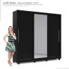 Guarda Roupa Casal Grande Espelhado 3 Portas Imperial Gelius Preto