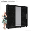 Guarda Roupa Casal Grande Espelhado 3 Portas Imperial Gelius Preto/Nero