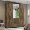 Guarda Roupa 190cm 5 Portas Com Espelho Las Vegas RV Móveis Amadeirado