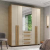 Guarda Roupa 190cm 5 Portas Com Espelho Las Vegas RV Móveis Cinamomo/Off White