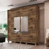Guarda Roupa Casal 228cm Portas Correr Com Espelho Monte Carlo RV Móveis Amadeirado