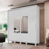 Guarda Roupa Casal 228cm Portas Correr Com Espelho Monte Carlo RV Móveis Branco