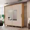 Guarda Roupa Casal 228cm Portas Correr Com Espelho Monte Carlo RV Móveis Cinamomo/Off White