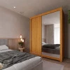 Guarda Roupa Pequeno Solteiro 149x226 com 2 Portas 1 Porta Espelho e Pés Royale Gelius Naturale