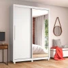 Guarda Roupa Pequeno Solteiro 149x226 com 2 Portas 1 Porta Espelho e Pés Royale Gelius Branco