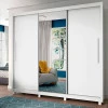 Guarda Roupa Grande Casal 3 Portas Correr 1 Porta de Espelho e Pés 228x226 Royale Gelius Branco