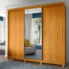 Guarda Roupa Grande Casal 3 Portas Correr 1 Porta de Espelho e Pés 228x226 Royale Gelius Naturale