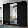 Guarda Roupa Grande Casal 3 Portas Correr 1 Porta de Espelho e Pés 228x226 Royale Gelius Preto