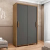 Guarda Roupa Pequeno 136cm Solteiro 2 Portas Correr Suécia RV Móveis Cinamomo/Grafite