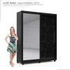 Guarda Roupa Solteiro Espelhado Com Pés Turquesa Gelius Preto/Nero