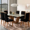 Conjunto Mesa Jantar com 06 Cadeiras Diamante RV Móveis Cinamomo/Grafite/Preto