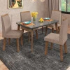 Conjunto Mesa de Jantar Tampo Vidro Com 04 Cadeiras 120x90 Jade RV Móveis Grafite/Pena Caramelo