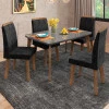 Conjunto Mesa de Jantar Tampo Vidro Com 04 Cadeiras 120x90 Jade RV Móveis Grafite/Preto