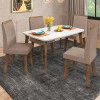 Conjunto Mesa de Jantar Tampo Vidro Com 04 Cadeiras 120x90 Jade RV Móveis Off White/Pena Caramelo