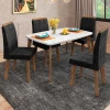 Conjunto Mesa de Jantar Tampo Vidro Com 04 Cadeiras 120x90 Jade RV Móveis Off White/Preto