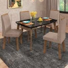 Conjunto Mesa de Jantar Tampo Vidro Com 04 Cadeiras 120x90 Jade RV Móveis Preto/Pena Caramelo