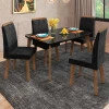 Conjunto Mesa de Jantar Tampo Vidro Com 04 Cadeiras 120x90 Jade RV Móveis Preto/Preto