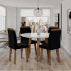 Conjunto Mesa de Jantar Redonda Tampo Vidro Com 04 Cadeiras Turmalina RV Móveis Branco/Preto