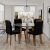 Conjunto Mesa de Jantar Redonda Tampo Vidro Com 04 Cadeiras Turmalina RV Móveis Grafite/Preto