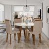 Conjunto Mesa de Jantar Redonda Tampo Vidro Com 04 Cadeiras Turmalina RV Móveis Off White/Pena Caramelo