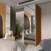 Sapateira Com Porta de Espelho 225cm x 63cm Gold Gelius Castanho