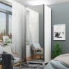 Sapateira Com Porta de Espelho 225cm x 63cm Gold Gelius Branco Acetinado