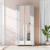Sapateira Ripada Portas de Espelho 91x195 Requinte RV Móveis Branco