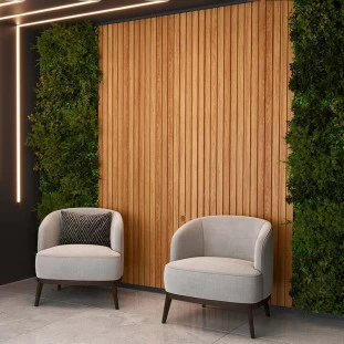 Placa Painel Ripado Parede 336cm x 250cm Bali Lukaliam Freijo