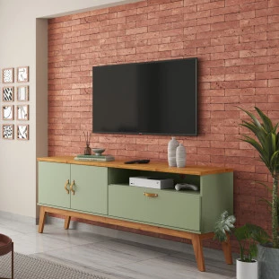 Rack Sala Quarto 160cm Para TV 60 Sirius 1.6 Patrimar Alecrim/Cinamomo