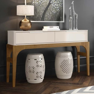 Aparador Para Sala de Jantar 139cm Amalfi Lukaliam Off White/Canela