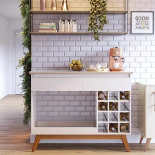 Aparador Para Sala de Jantar 113cm Adega Classic AD Imcal Off White