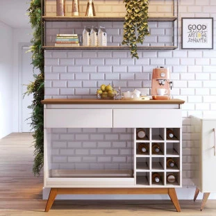 Aparador Para Sala de Jantar 113cm Adega Classic AD Imcal Off White/Nature