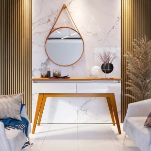Aparador Para Sala 2 Gavetas 136cm Classic Imcal Off White/Nature