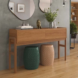 Aparador Moderno 2 Gavetas Pés Madeira 143cm Elegance Lukaliam Jequitiba