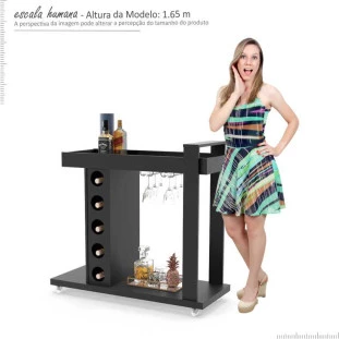 Aparador Bar para Sala Adega Golden Patrimar Preto