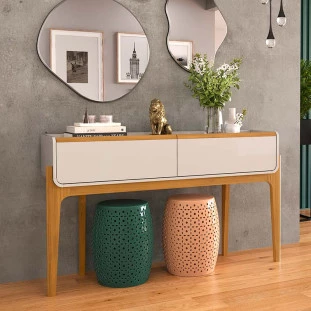 Aparador Moderno Sala Estar Jantar 145cm Lion Lukaliam Off White/Freijo