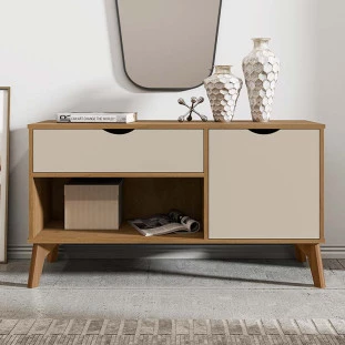 Aparador Buffet Organizador Retro 108cm Zafira RV Móveis Cinamomo/Off White