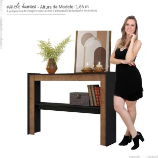Aparador Para Sala 120 Portinare Lukaliam Preto/Canela