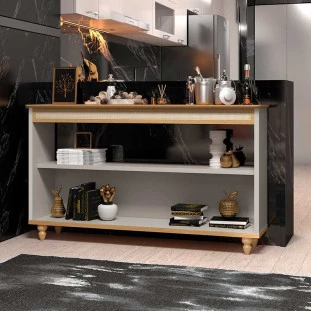 Aparador 137cm Sala com Rathan Memphis EDN Fendi/Freijo
